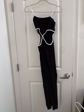 L Space Black Cutout Maxi Dress with White Trim